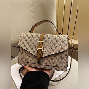 Elegant Brown Patterned Women's Bag flap square buckle designer Valentine’s Day